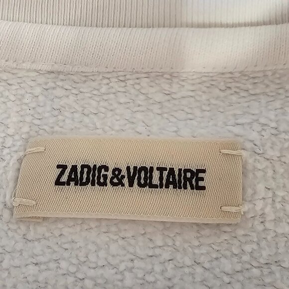 ZADIG & VOLTAIRE Womens Upper Skull Foil Sweatshirt, White, Silver Graphic, XS - Picture 3 of 11
